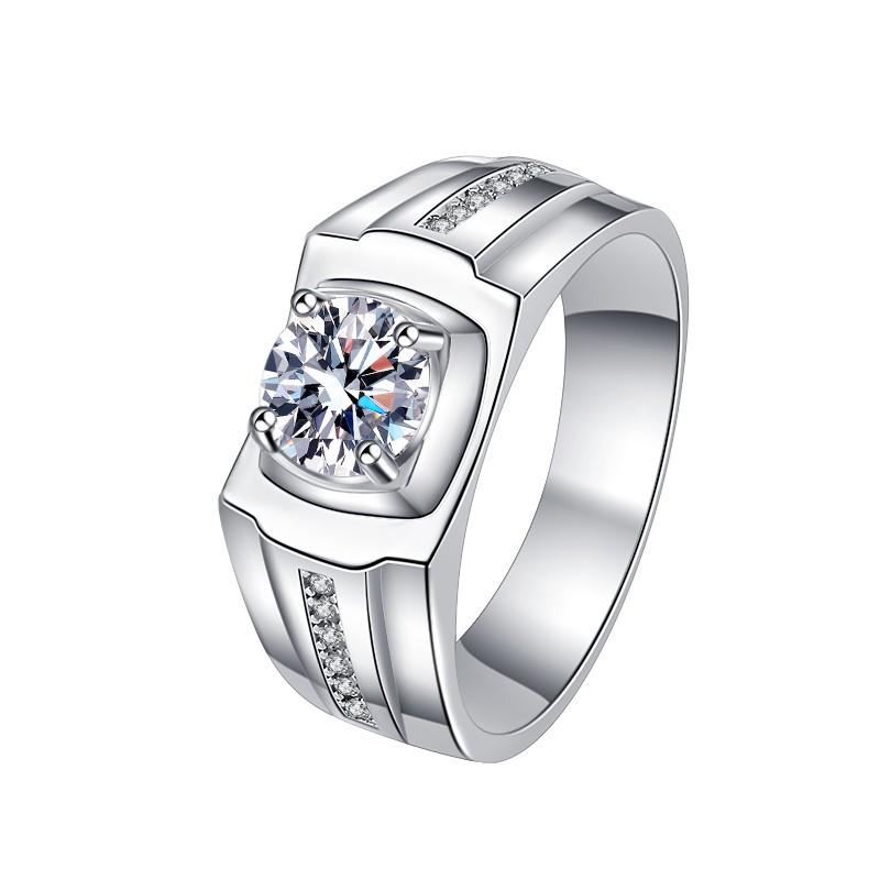 925 Sterling Silver 1CT Moissanite Men Ring