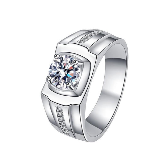 925 Sterling Silver 1CT Moissanite Men Ring