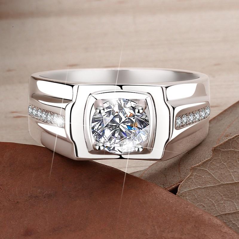 925 Sterling Silver 1CT Moissanite Men Ring