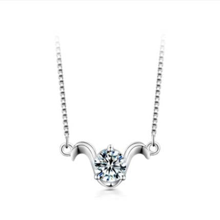 【#198】925 Sterling Silver 12 Zodiac Sign Moissanite Pendant Neckalce