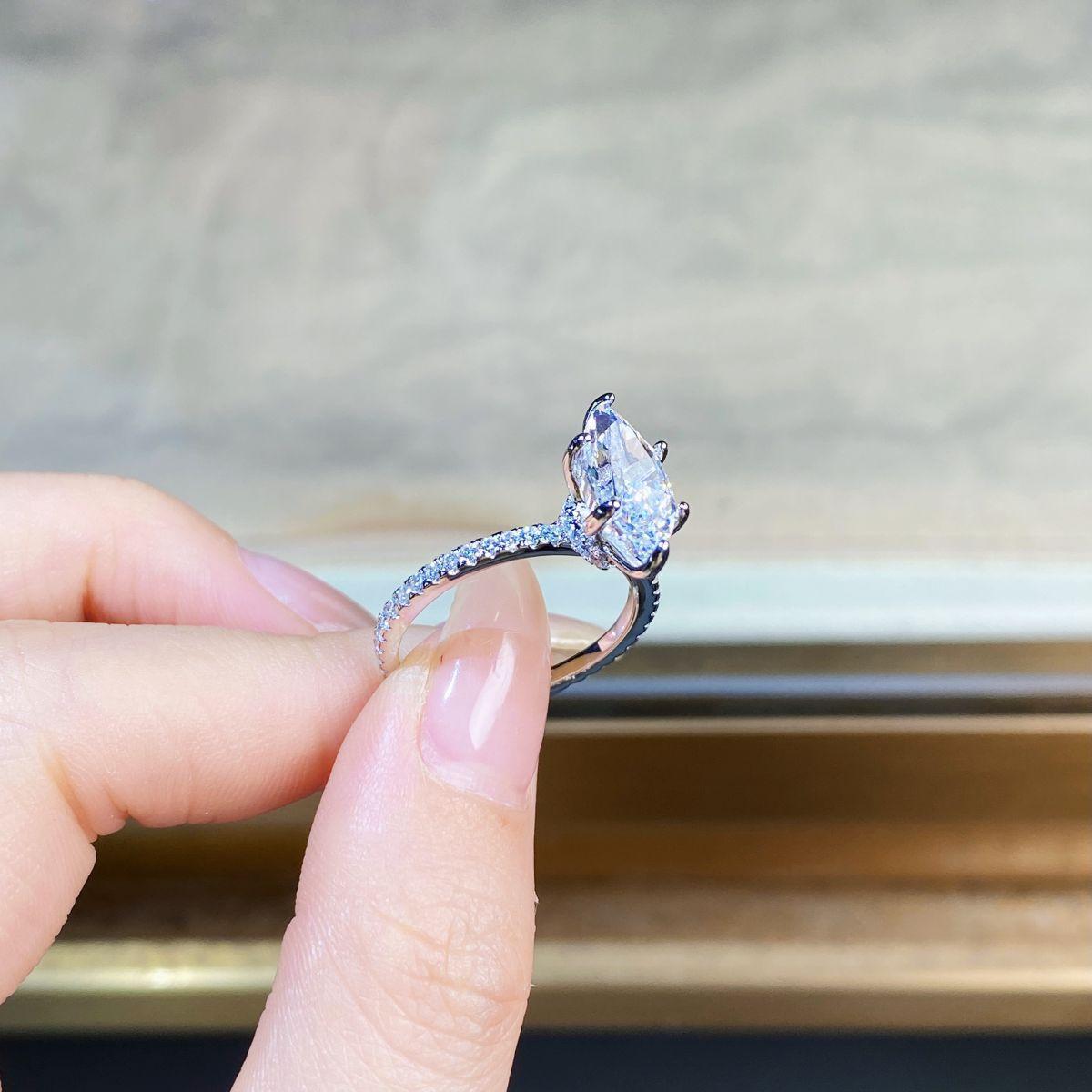 【T17】925 Sterling Silver 2CT Marquise Cut Cubic Zirconia Ring