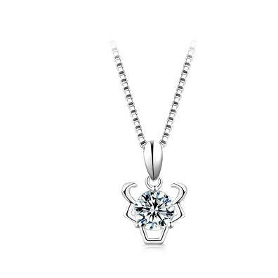 【#198】925 Sterling Silver 12 Zodiac Sign Moissanite Pendant Neckalce