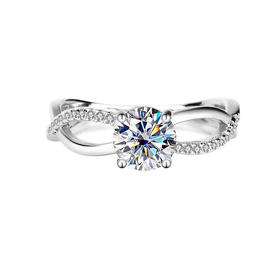【#186】1CT Moissanite Ring In 925  Sterling Silver For Proposal, Wedding and Gift Giving