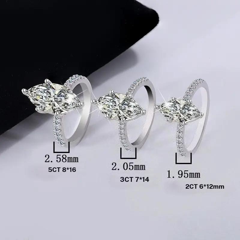 New Item #33: Women’s luxury engagement ring made of genuine S925 silver with a marquise cut moissanite—wedding jewelry gift