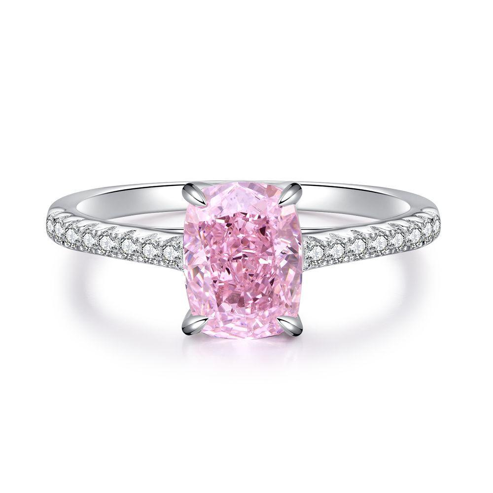 【T51】925 Sterling Silver 2CT Yellow Radiant Cut Cubic Zirconia Ring