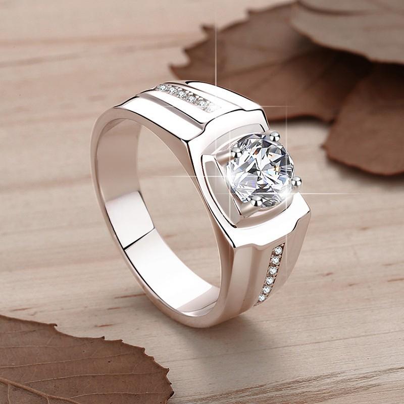925 Sterling Silver 1CT Moissanite Men Ring