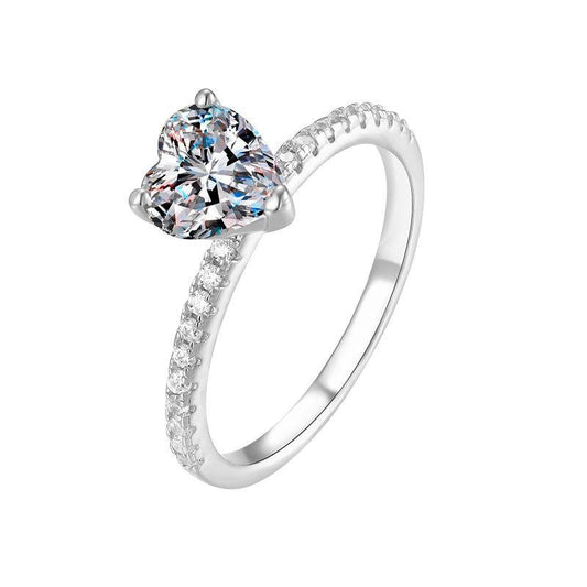 【#27】925 Sterling Silver Heart Shape Moissanite Ring