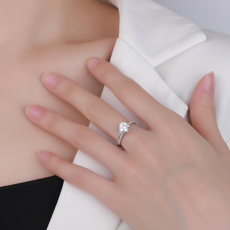 【#57】Elegant Moissanite Engagement Ring In 925 Sterling Silver, Perfect Proposal & Gift for Her!