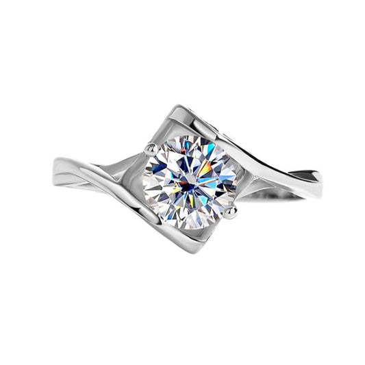 【#200】925 Sterling Silver Heart-To-Heart Moissanite Ring
