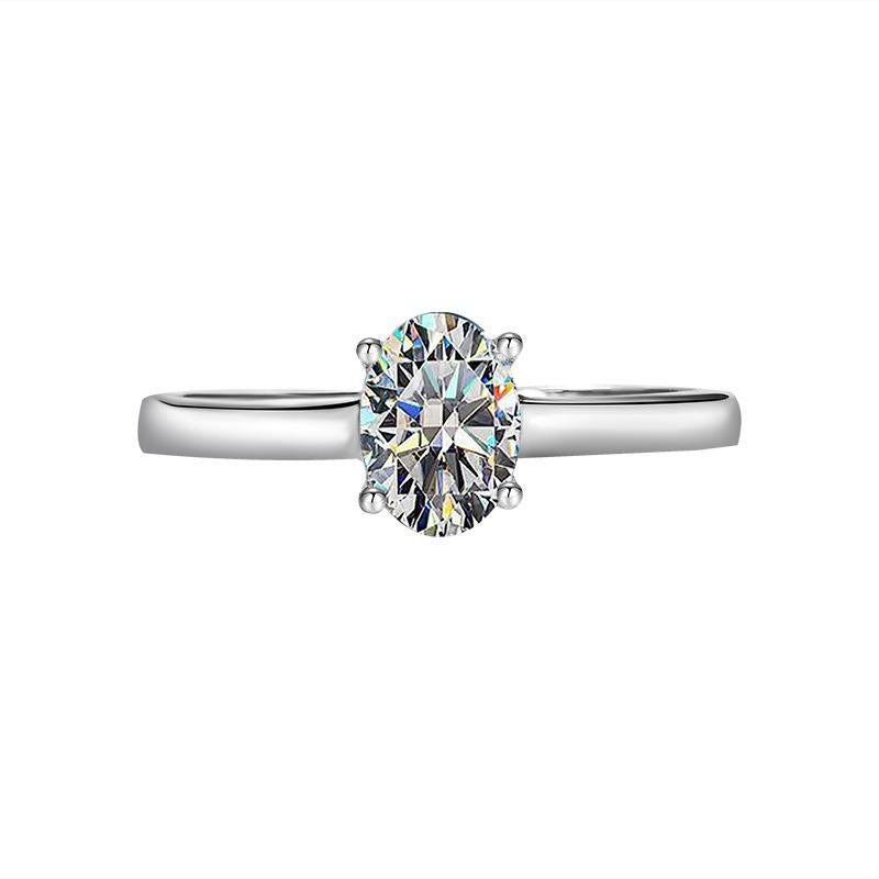 【#91】925 Sterling Silver 1CT Oval Shape Moissanite Ring