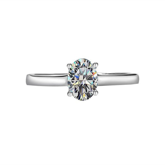 【#91】925 Sterling Silver 1CT Oval Shape Moissanite Ring