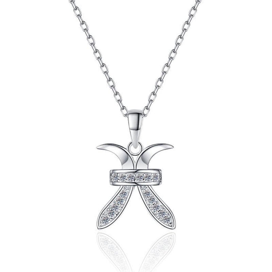【#146】12 Zodiac Sign Moissanite Pendant Neckalce In 925 Sterling Silver