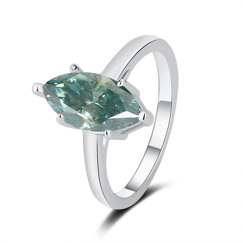 【#195】925 Sterling Silver Marquise Cut Moissanite Ring