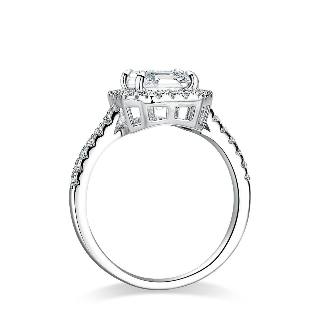 【#87】925 Sterling Silver 3CT Asscher Cut Moissanite Ring