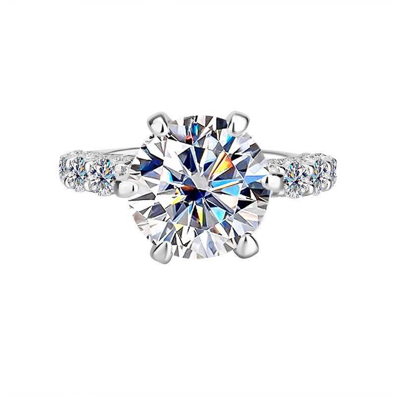 【#19】925 Sterling Silver Round Shape Moissanite Ring For Engagement And Wedding