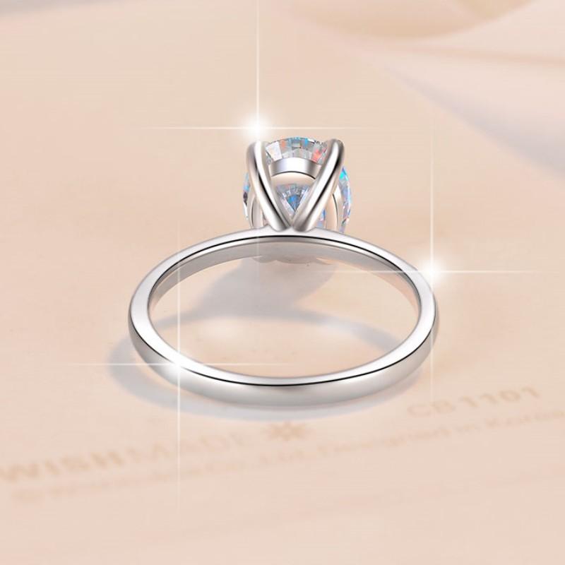 Four Claw Oval Solitaire Moissanite Ring For Engagement, Wedding And Giving Gift-Customizable Engraving