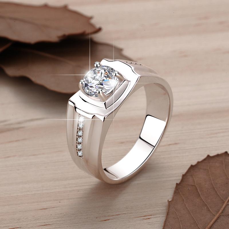 925 Sterling Silver 1CT Moissanite Men Ring