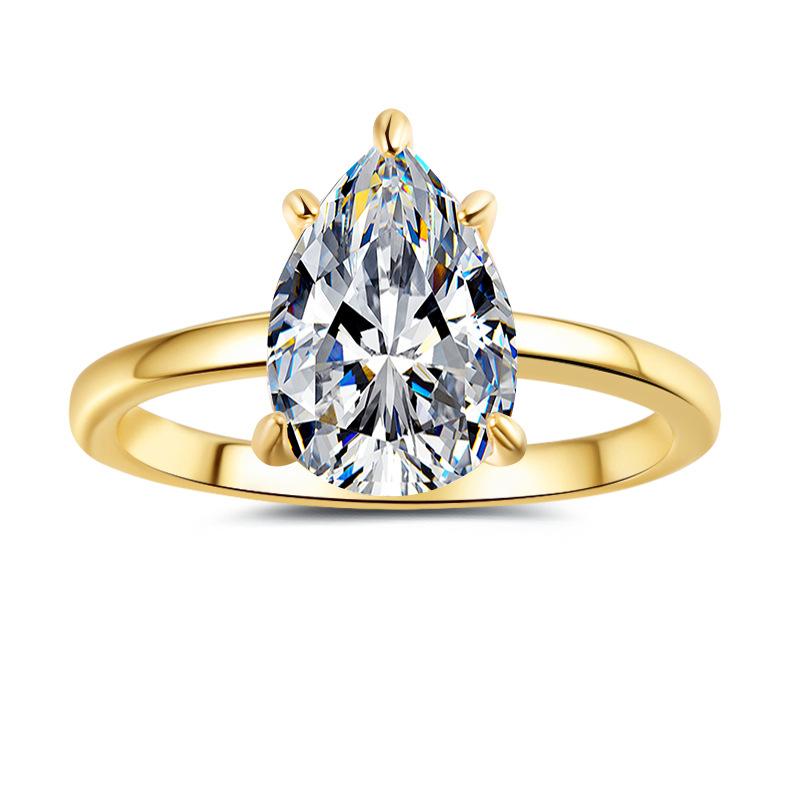 【#37】925 Sterling Silver Pear-Shaped Moissanite Ring