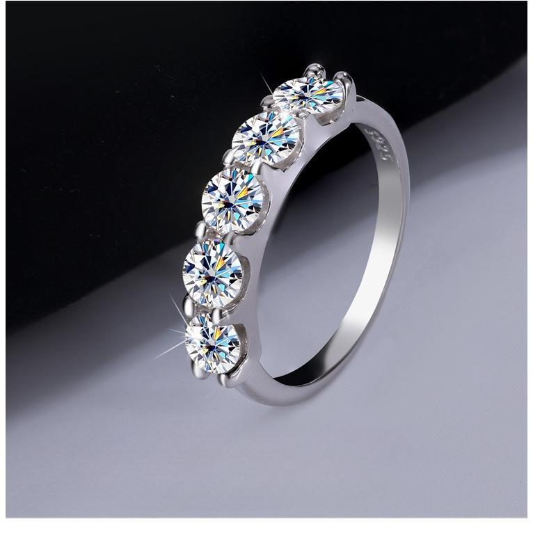 【#11】925 Sterling Silver Moissanite Five-Star Princess Eternity Ring