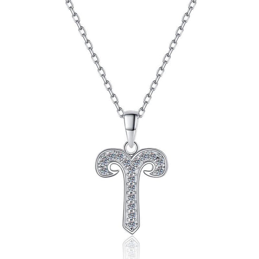 【#146】12 Zodiac Sign Moissanite Pendant Neckalce In 925 Sterling Silver