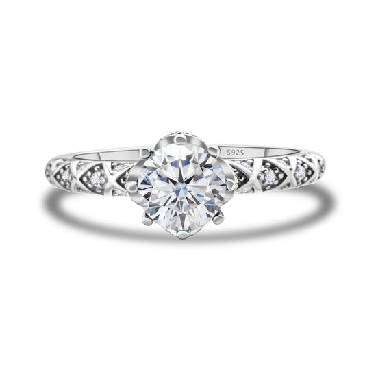 【#201】925 Sterling Silver Vine Design 1CT Moissanite Ring