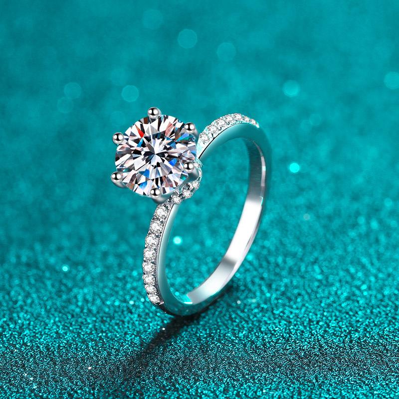 【New Arrival #19】925 Sterling Silver Round Brilliant Cut Moissanite Ring Luxury Hidden Halo Engagement Ring for Women Anniversary Jewellery