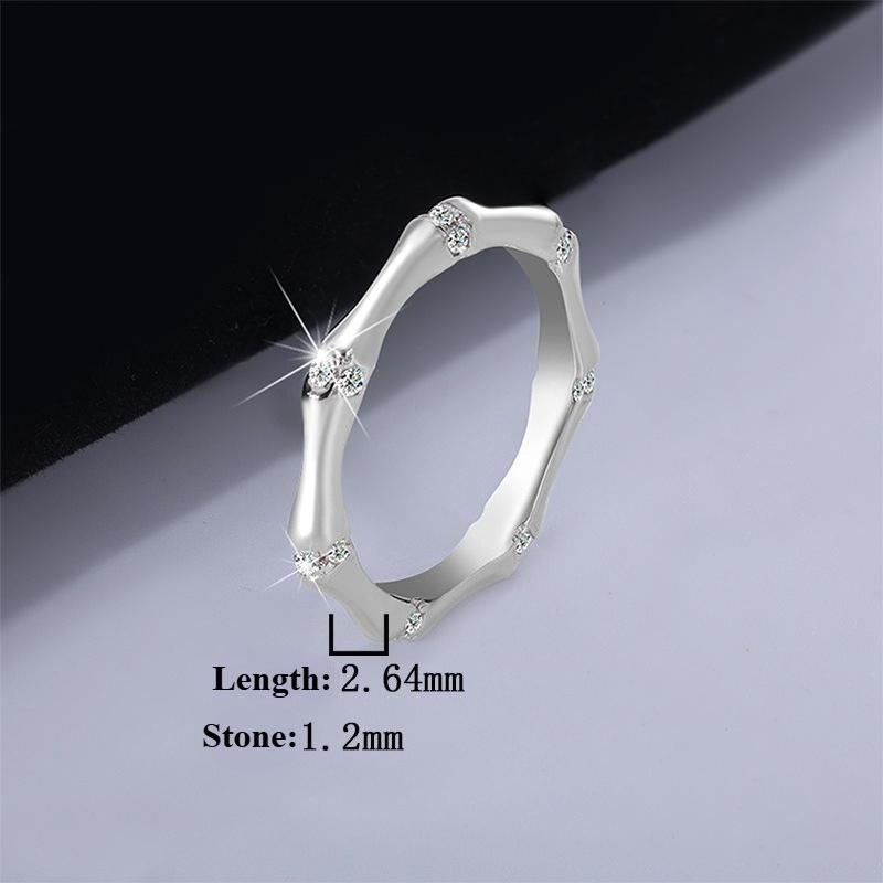 【#1】925 Sterling Silver Light Luxury Bamboo Knot Moissanite Ring