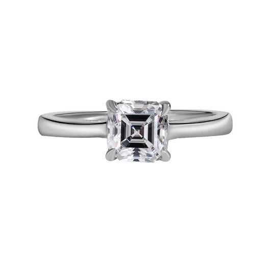 【#183】 1CT Asscher Cut Moissanite Ring In 925 Sterling Silver