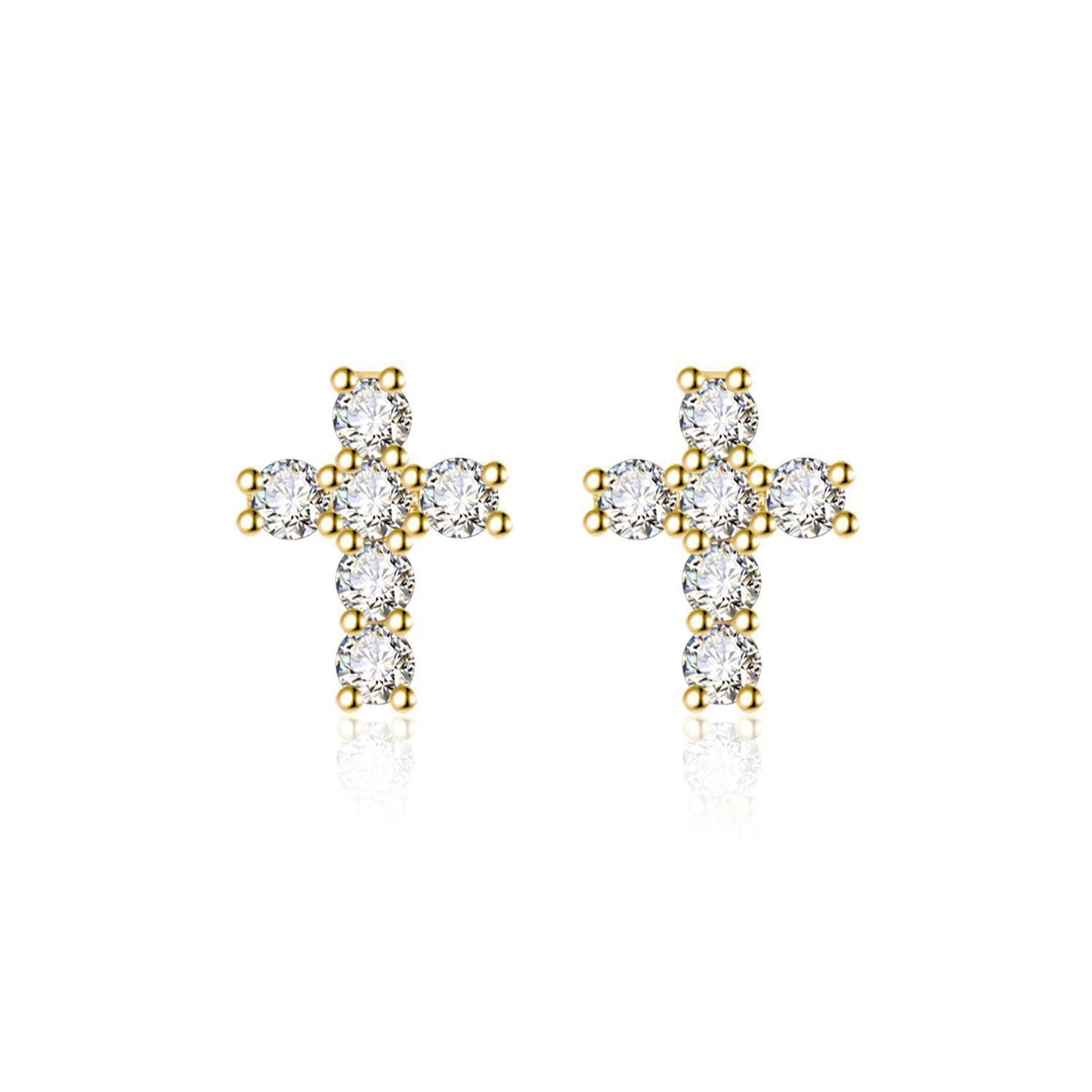 【#180】925 Sterling Silver Moissanite Cross Stud Earrings