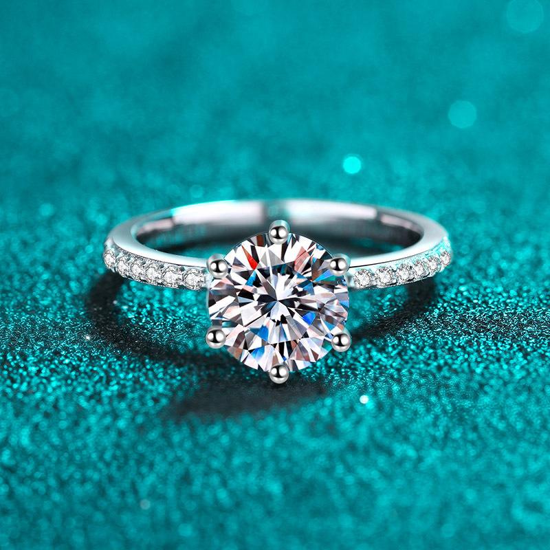 【New Arrival #19】925 Sterling Silver Round Brilliant Cut Moissanite Ring Luxury Hidden Halo Engagement Ring for Women Anniversary Jewellery