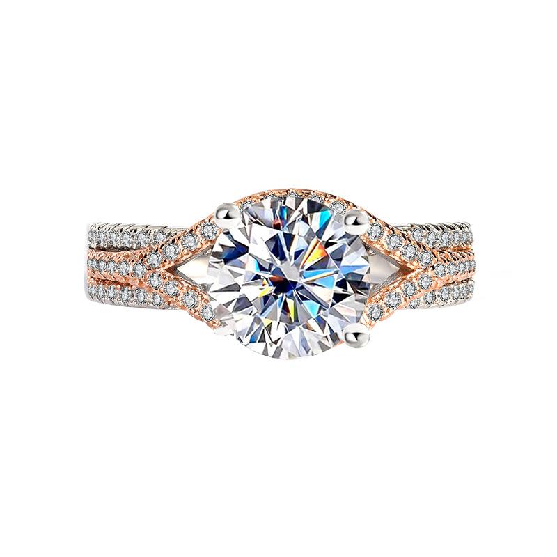【#182】2CT Flower Desgin Missanite Ring In 925 Sterling Silver