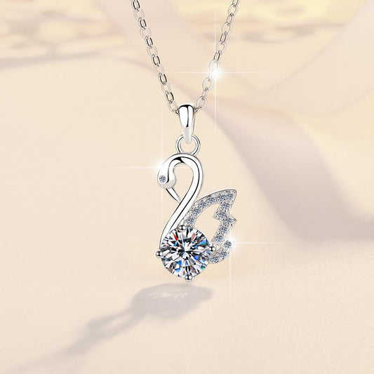 【#157】925 Sterling Silver Swan Moissanite Necklace