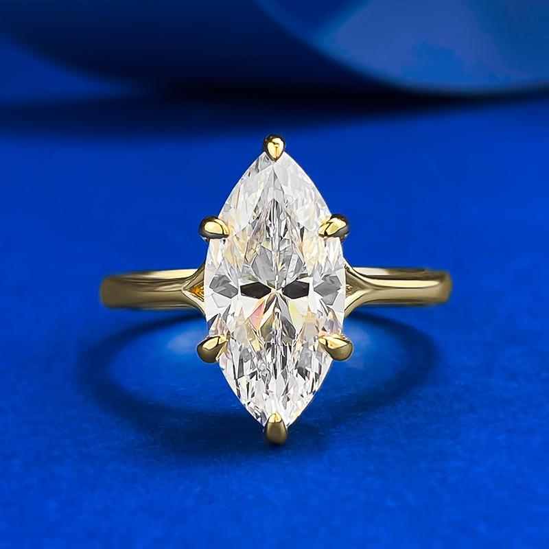 【T7】925 Sterling Silver 3CT Marquise Cut CZ Ring