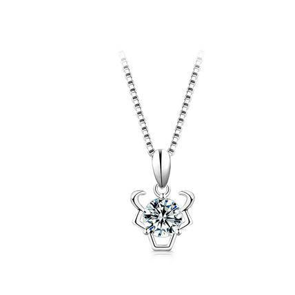 【#198】925 Sterling Silver 12 Zodiac Sign Moissanite Pendant Neckalce