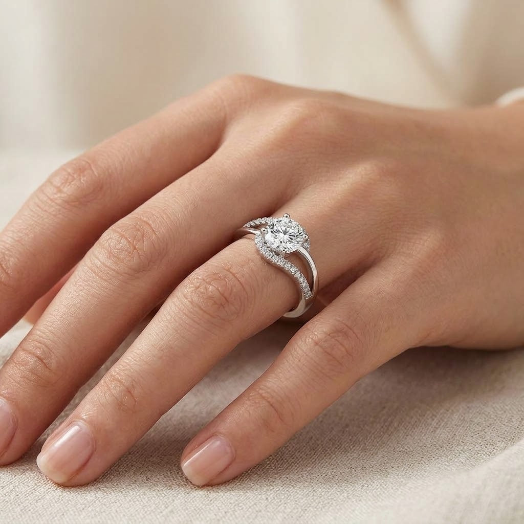 【#310】925 Sterling Silver Moissanite Ring Round Cut Twist Band Sparkle Gemstone Promise Engagement Rings for Women Jewelry Gift