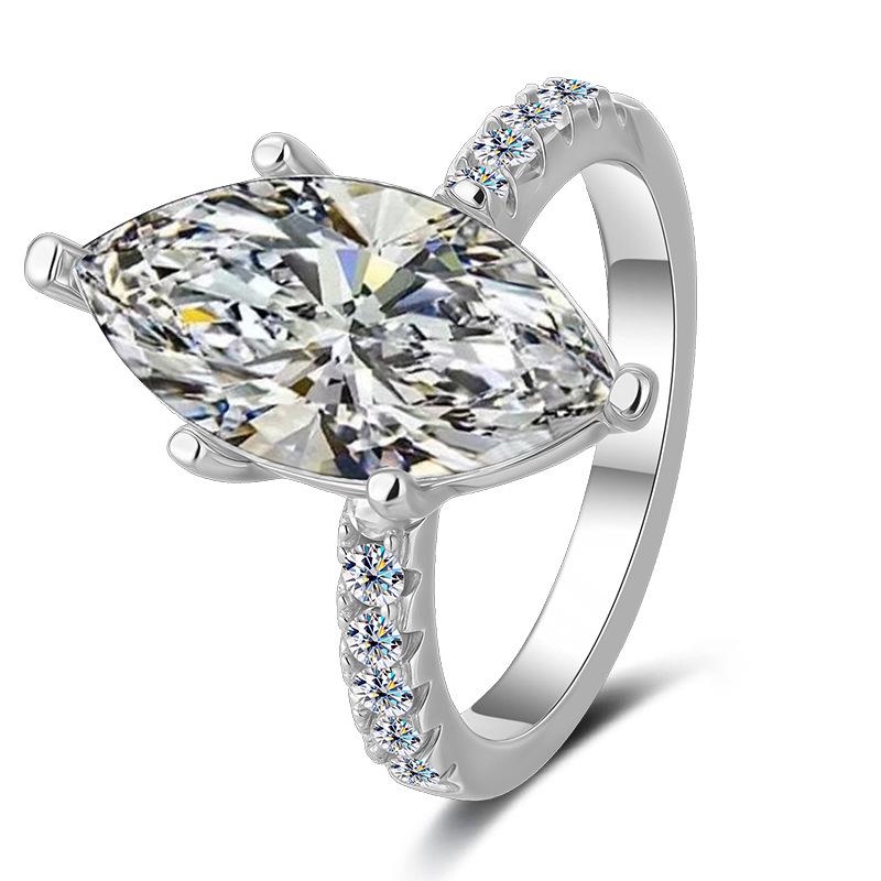 New Item #33: Women’s luxury engagement ring made of genuine S925 silver with a marquise cut moissanite—wedding jewelry gift