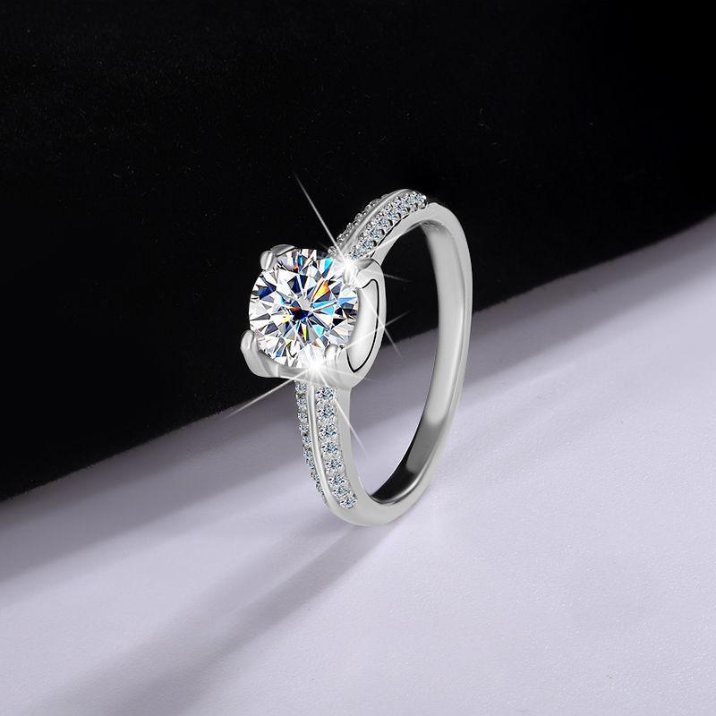 【#57】Elegant Moissanite Engagement Ring In 925 Sterling Silver, Perfect Proposal & Gift for Her!