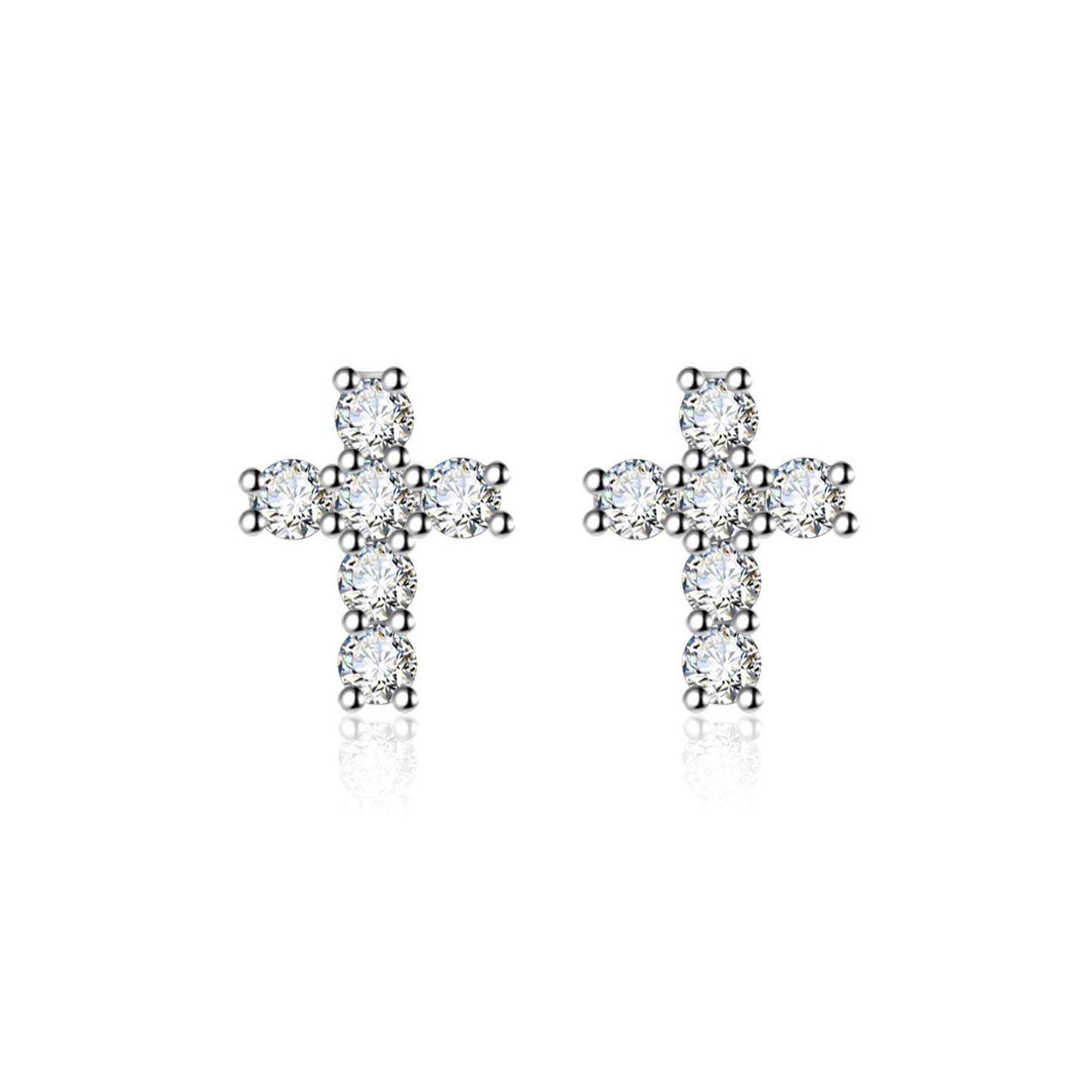【#180】925 Sterling Silver Moissanite Cross Stud Earrings