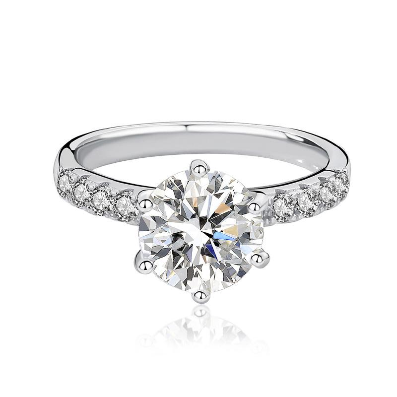 【#179】Classic Six-Claw 2CT Moissanite Ring In 925 Sterling Silver