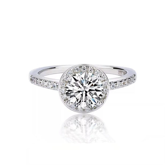 Elegant 925 Sterling Silver Moissanite Ring with Halo Setting1