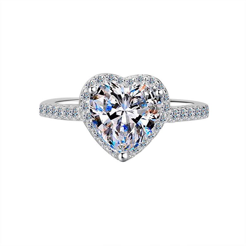 【New Arrival #8】Romantic 925 Sterling Silver Heart Cut Moissanite Ring, 1CT/2CT Sparkling Moissanite Halo Engagement Ring for Women, Anniversary Promise Jewelry with GRA Certificate