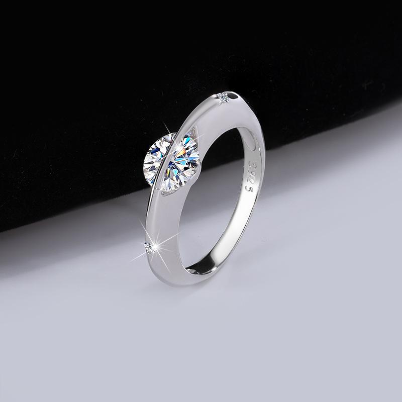 【#56】Modern Moissanite Ring In 925 Sterling Silver, Unique Tension Setting, Perfect Gift for Her