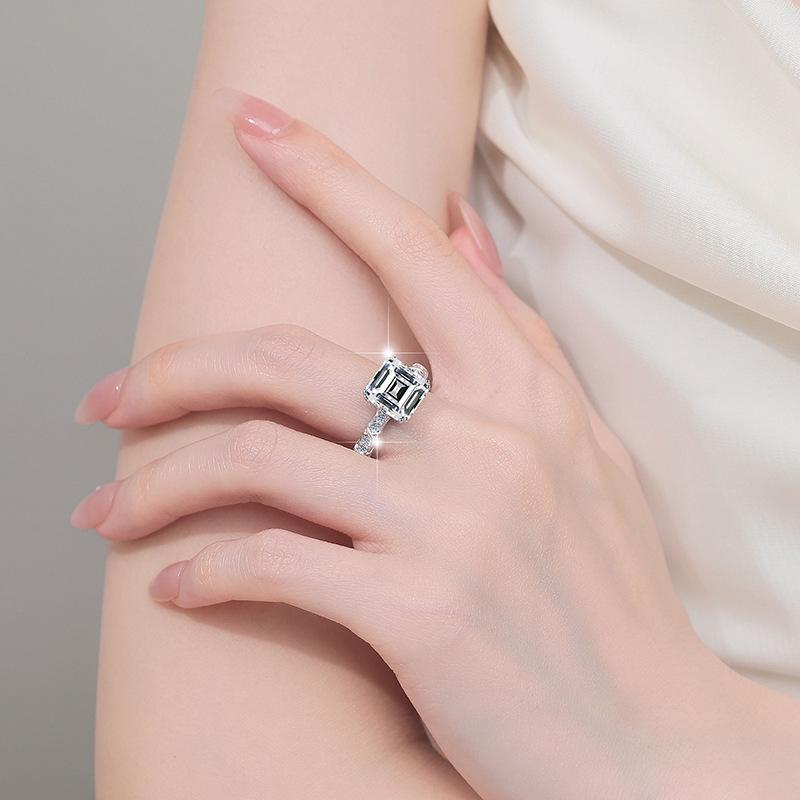 【#84】925 Sterling Silver 5CT Asscher Cut Synthetic Moissanite Ring
