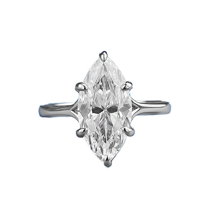 【T7】925 Sterling Silver 3CT Marquise Cut CZ Ring