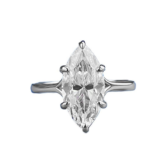 【T7】925 Sterling Silver 3CT Marquise Cut CZ Ring