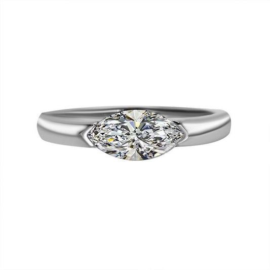 【#55】Elegant Marquise Cut Moissanite Ring In 925 Sterling Silver, Luxury Engagement & Anniversary Band