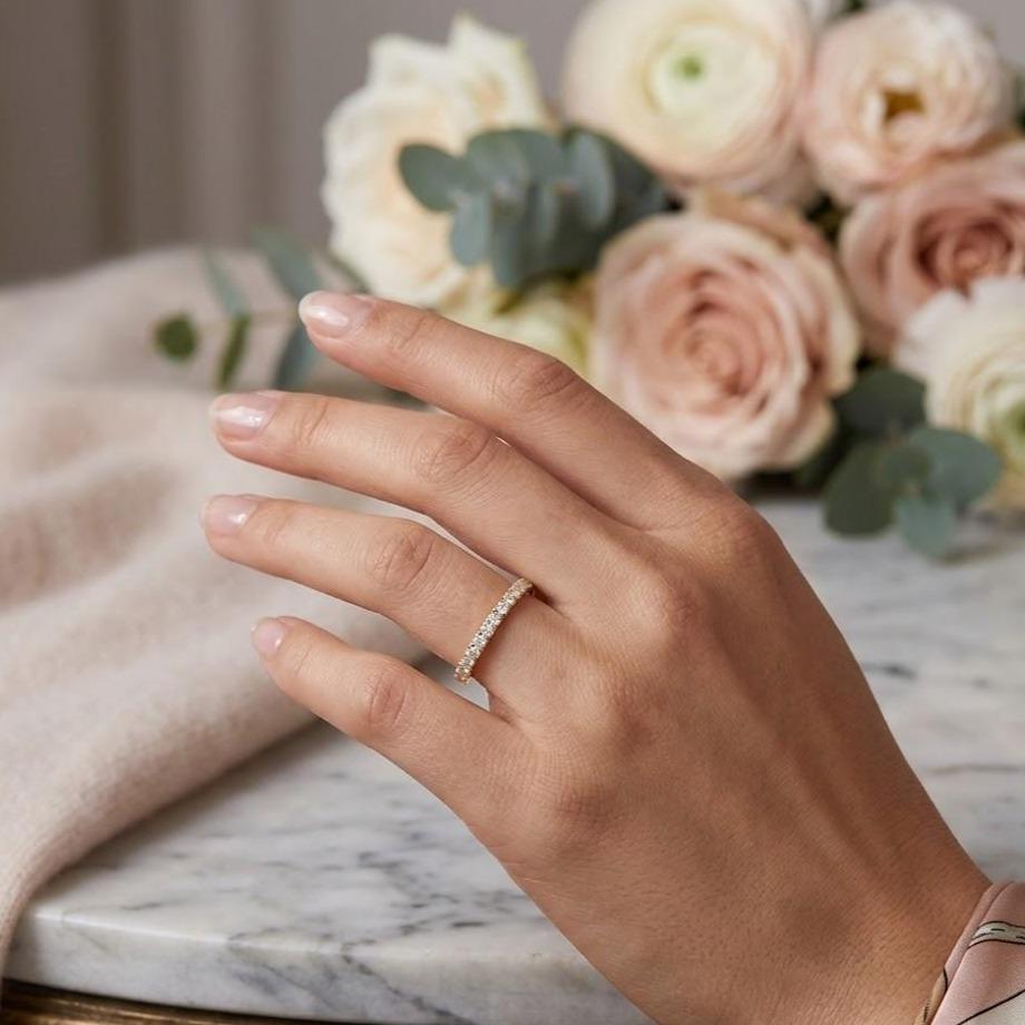【New Arrival #9】Authentic 925 Sterling Silver Moissanite Eternity Ring, Brilliant Moissanite Wedding Band for Women, Stackable Anniversary Promise Ring
