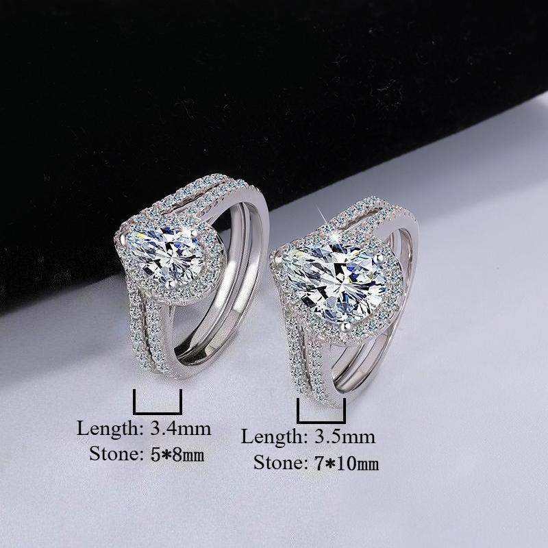 【#3】925 Sterling Silver Pear Shape Moissanite Set Ring