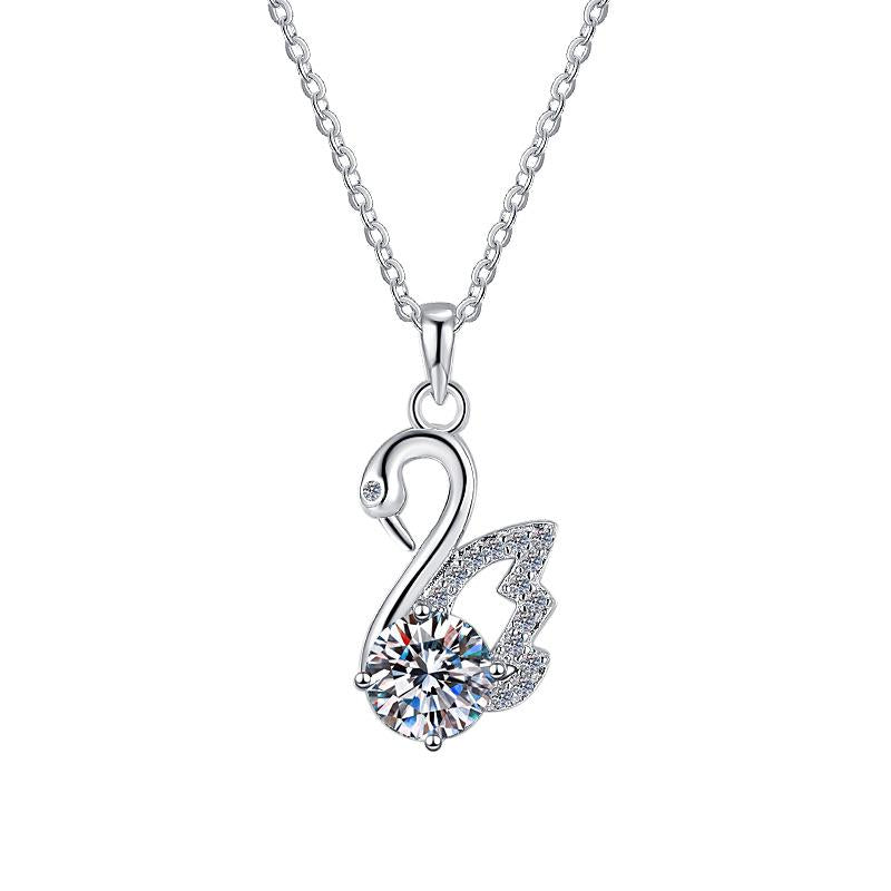 【#157】925 Sterling Silver Swan Moissanite Necklace