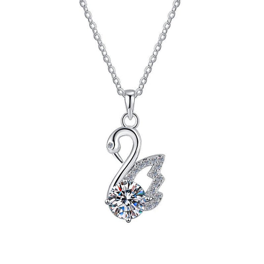 【#157】925 Sterling Silver Swan Moissanite Necklace